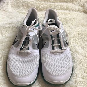 Nike free running shoes size 11.5 white and green